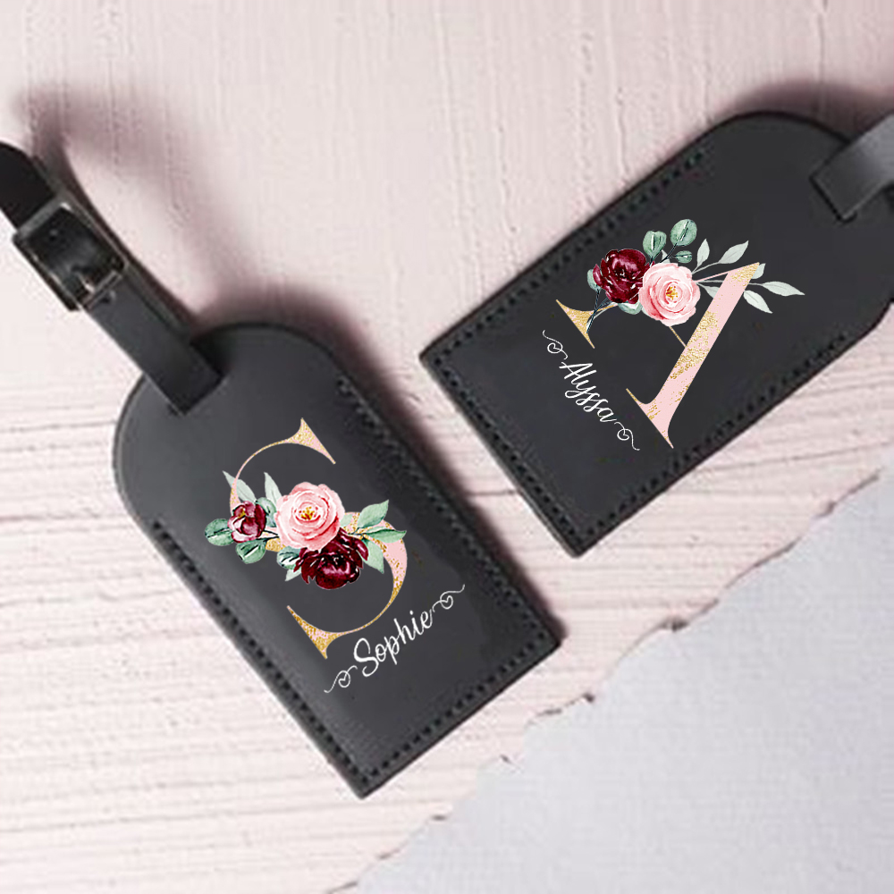 Luggage Tag Leather - Personalised Letter with Name Leather Luggage