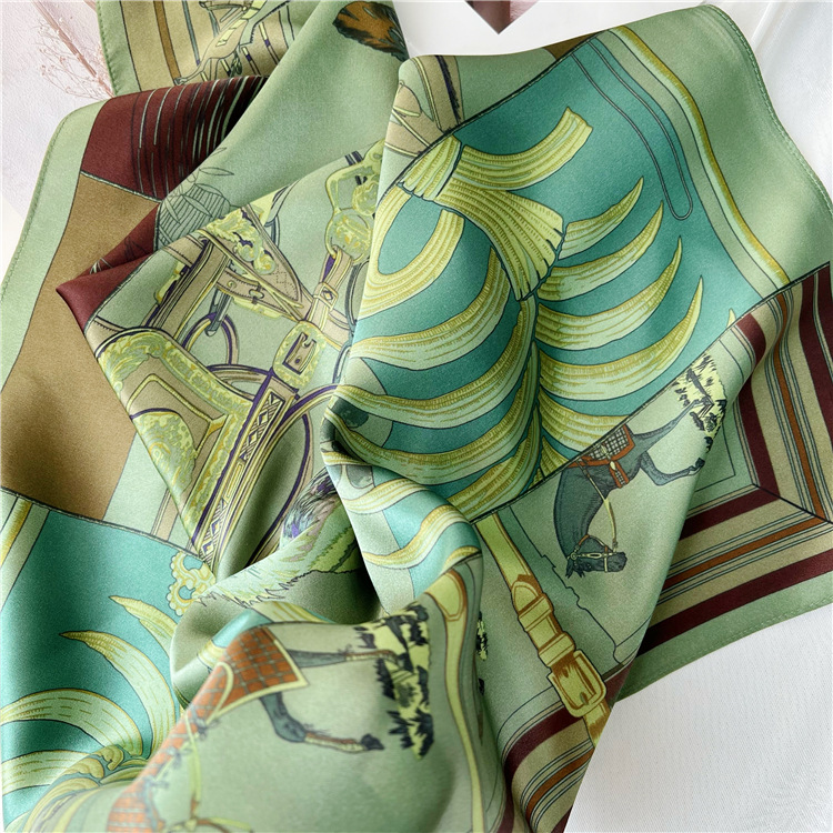 Travel Accessories To Gift - 65CM Green Silk Scarf Luxury Designers