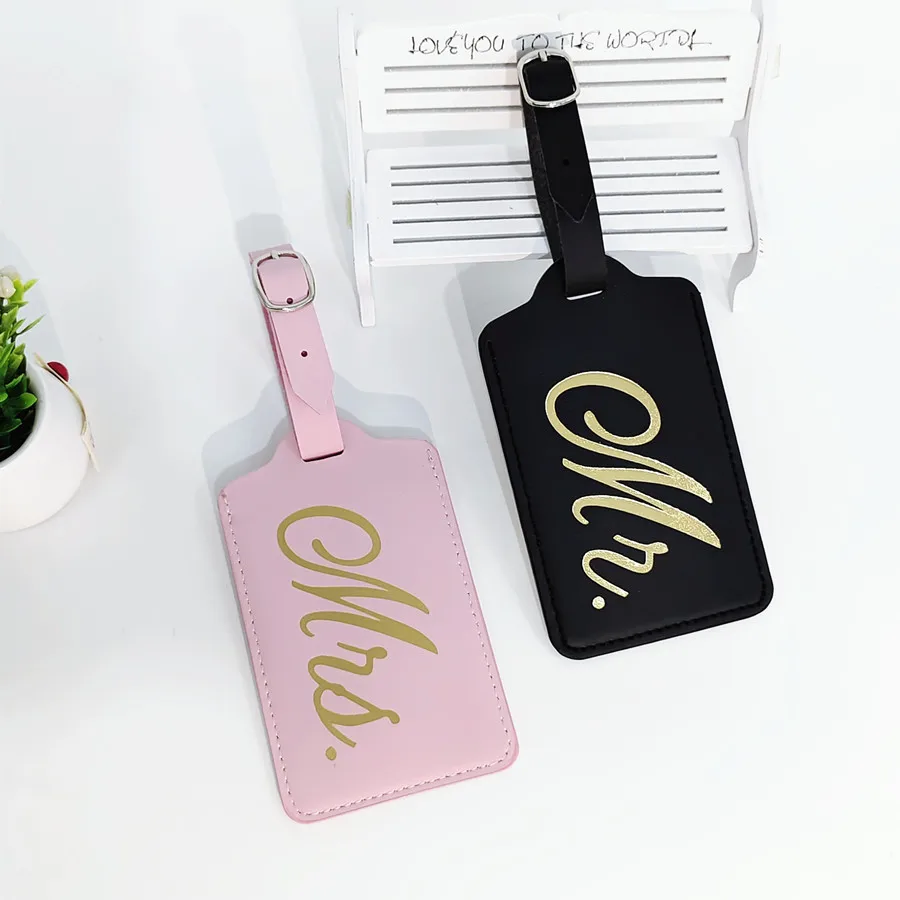 2PCS/Set Mr Mrs Couples Luggag - Luggage Tag Leather ulasan dan harga