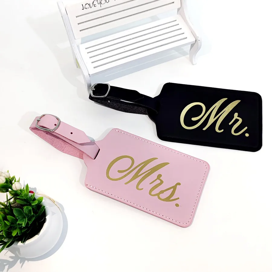 2PCS/Set Mr Mrs Couples Luggag - Luggage Tag Leather ulasan dan harga