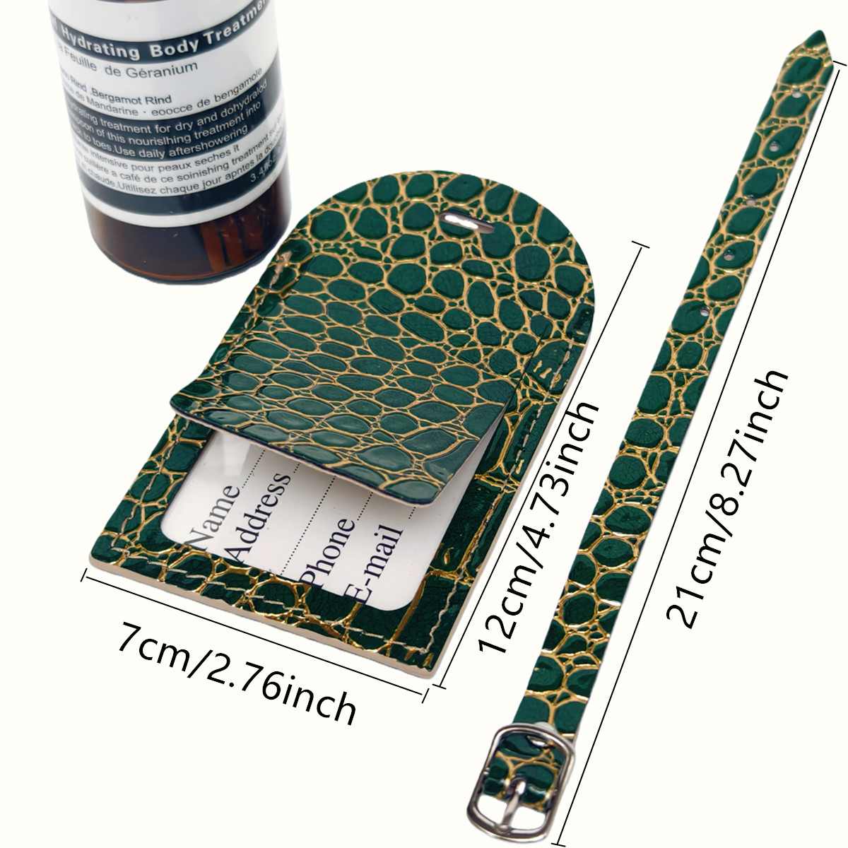 Crocodile Embossed Gold/Silver - Luggage Tag Leather ulasan dan harga