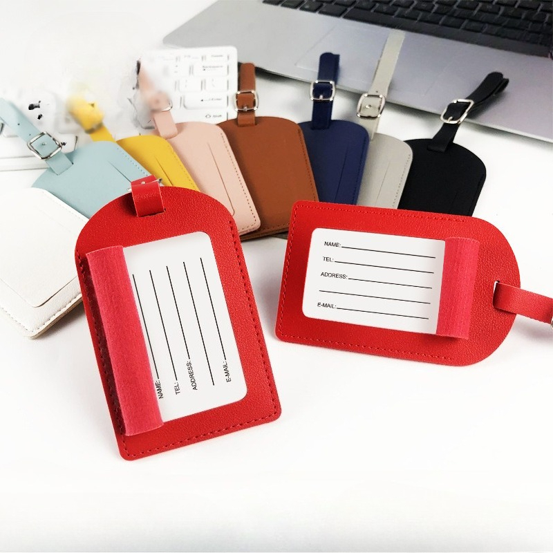 1PC PU Leather Luggage Tag Sui - Luggage Tag Leather ulasan dan harga