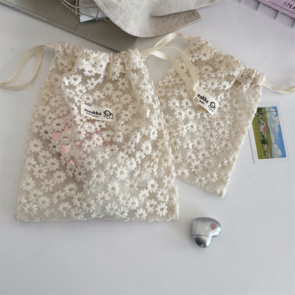 Lace Embroidered Daisy Mesh Dr - Travel Accessories Deals ulasan dan harga