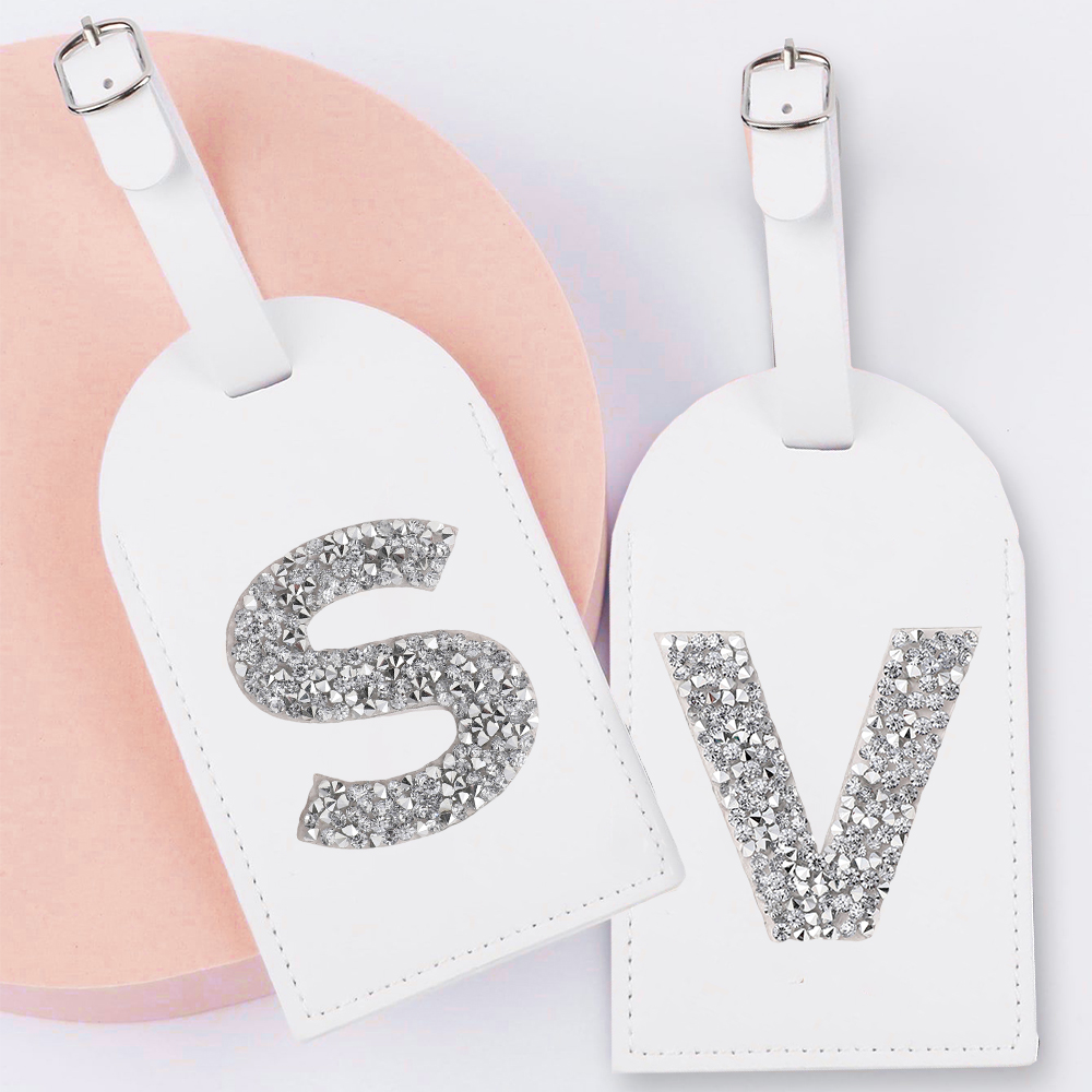 A-Z Rhinestone Monogram Leathe - Luggage Tag Leather ulasan dan harga