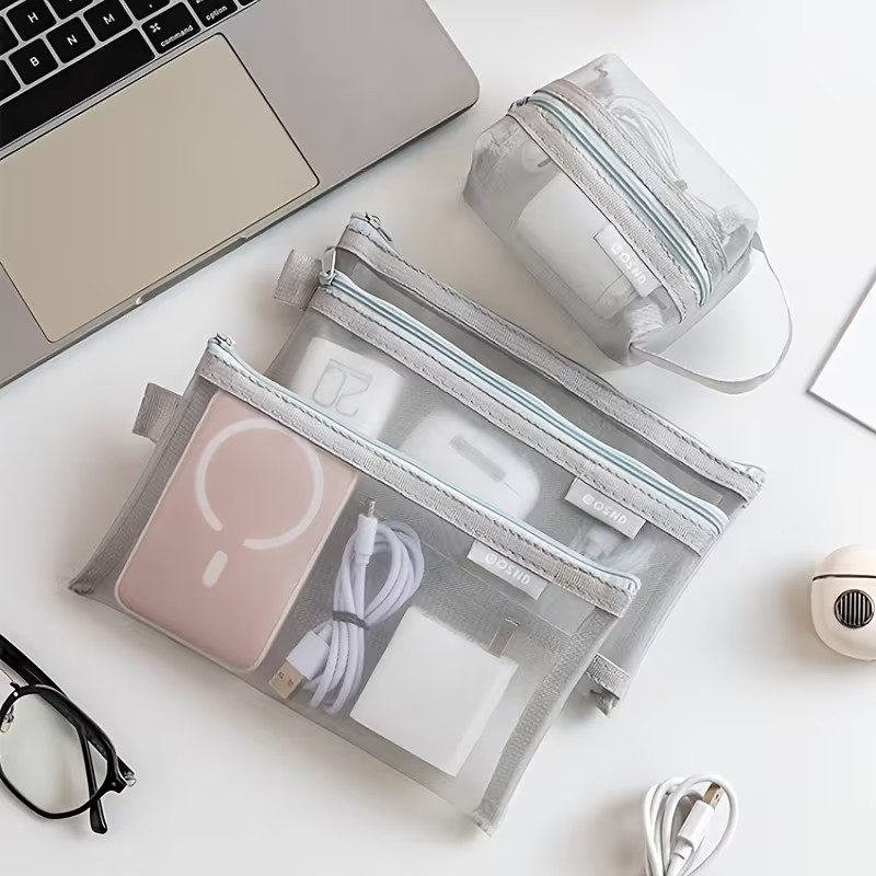 Gray Mesh Organizer Bags – for - Travel Accessories Needed ulasan dan harga